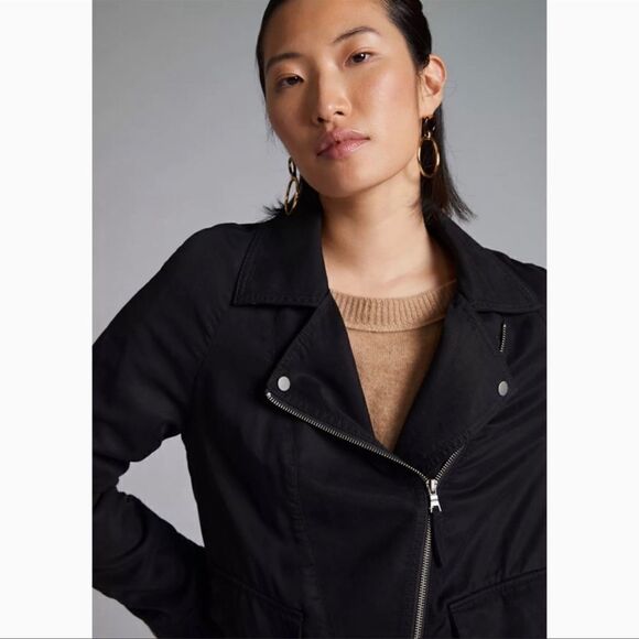 Anthropologie Marrakech Black Twill Moto Jacket NEW Size XS - Picture 3 of 9